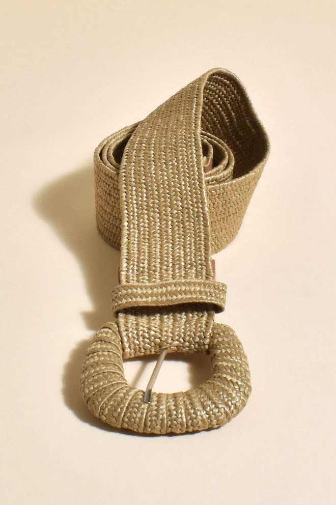 Curved Buckle Weave Belt
