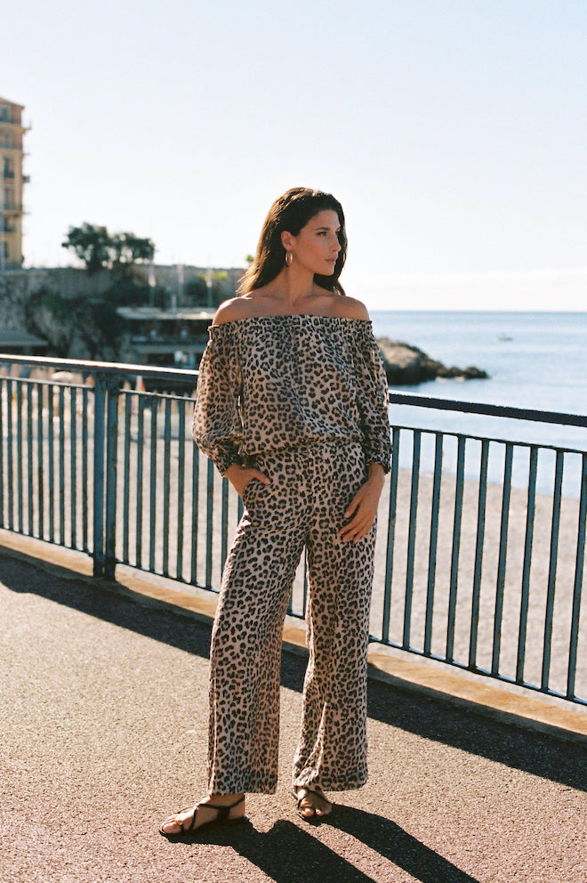 Crystal Leopard Off The Shoulder Top