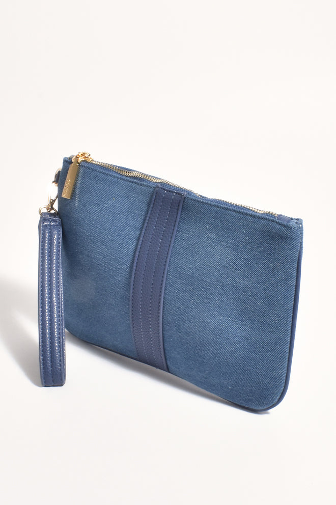 Jesi Contrast Stripe Pouch - Denim