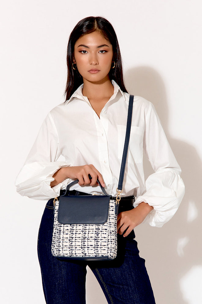Gigi Boucle Mini Bag (Black/Cream)