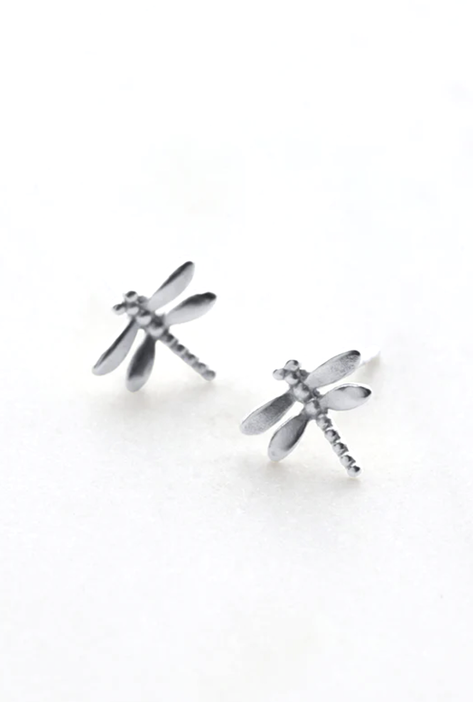 Dragonfly Stud Earrings - Silver