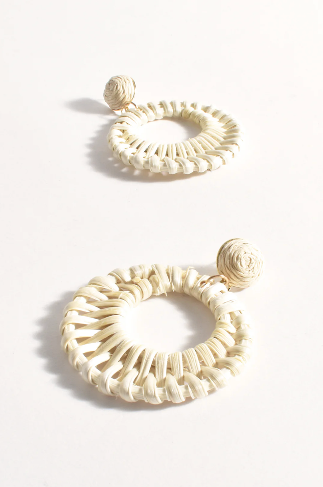 Rattan Summer Earrings - Cream