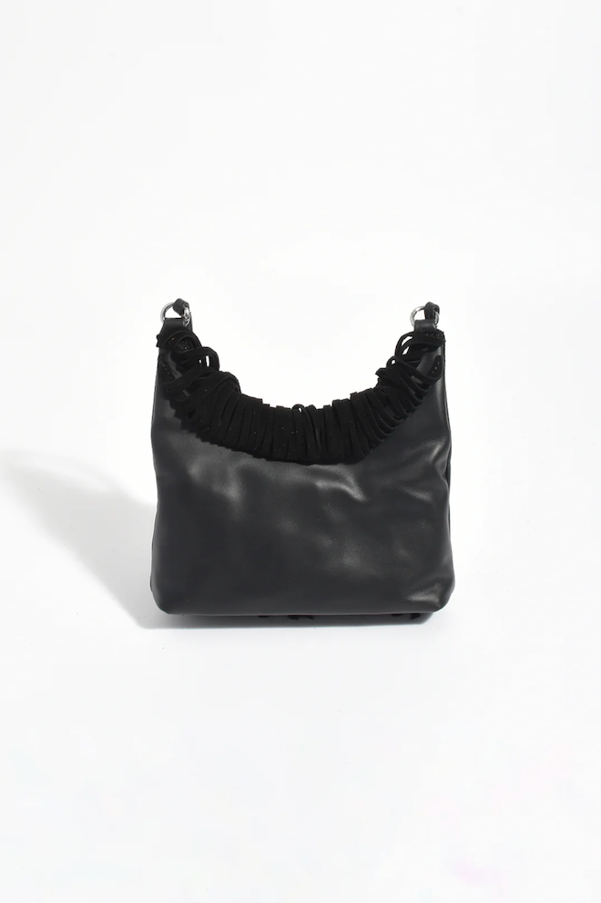 Kelsey Leather Suede Fringe Mini Bag - Black