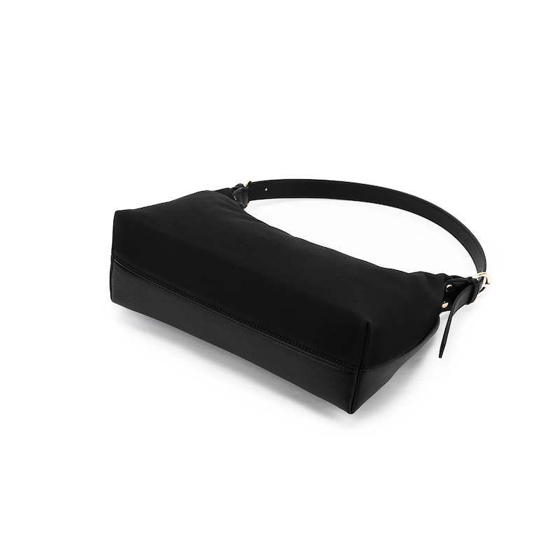 Black shoulder bag on a white background