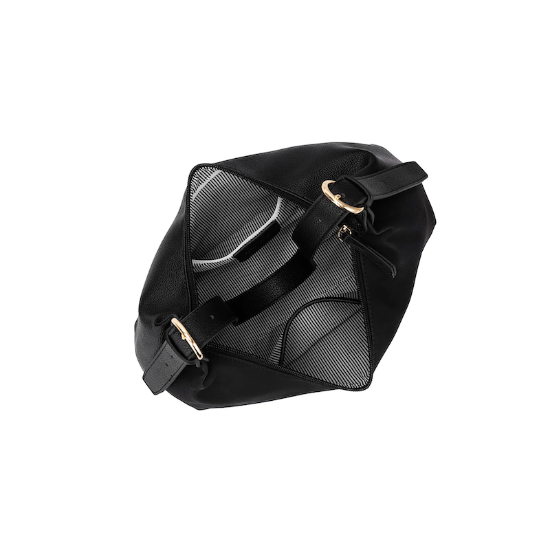 Black bag with mesh side on a white background