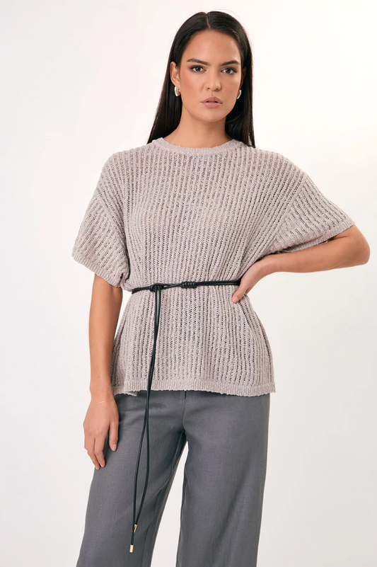 Tie Front Metal Ends Belt Black