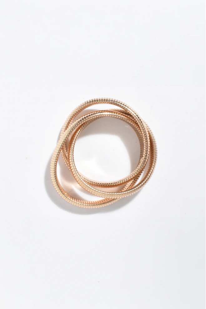 Entwined Metal Bangle Set - Gold