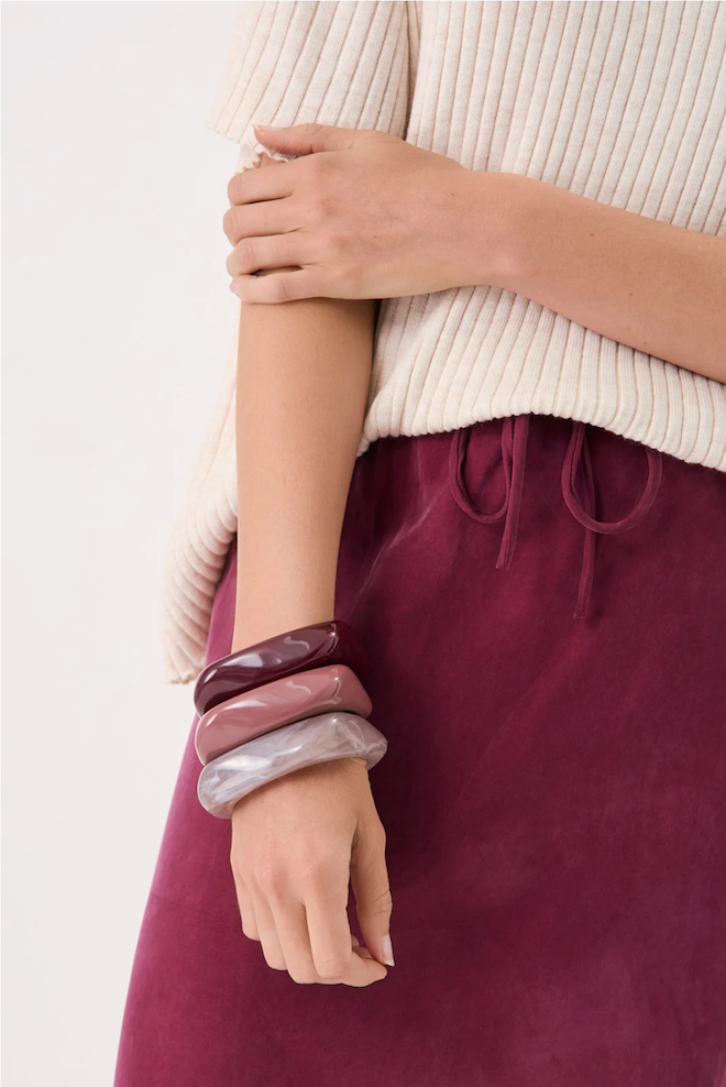 Resin Stacking Bangle - Dusty Pink