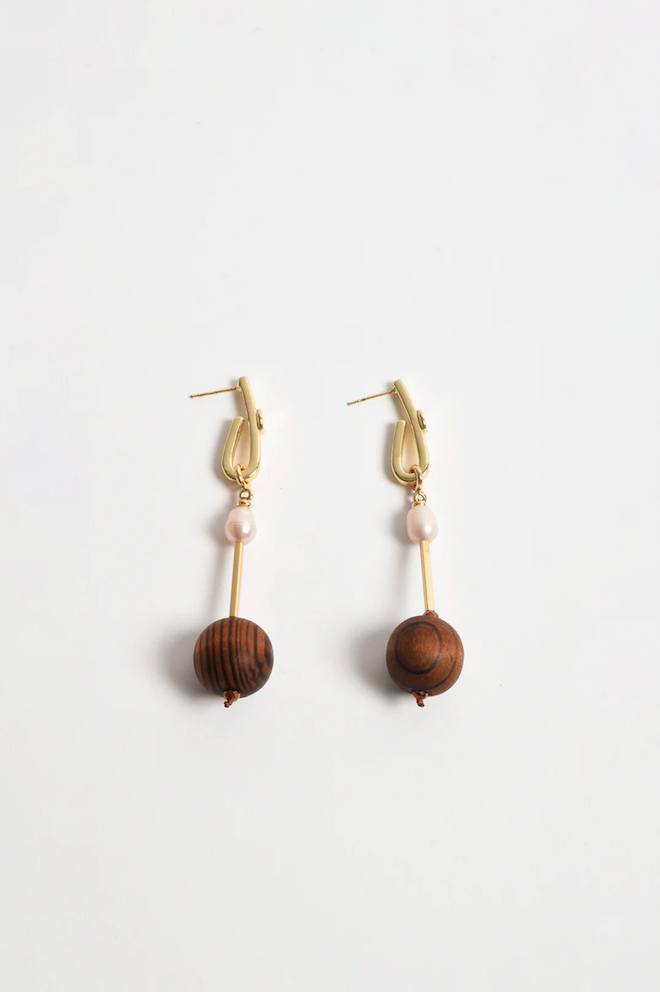 Timber Drop Freshwater Pearl Earrings