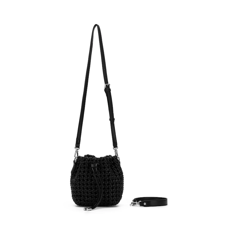 Mindy Woven Bucket Bag - Black
