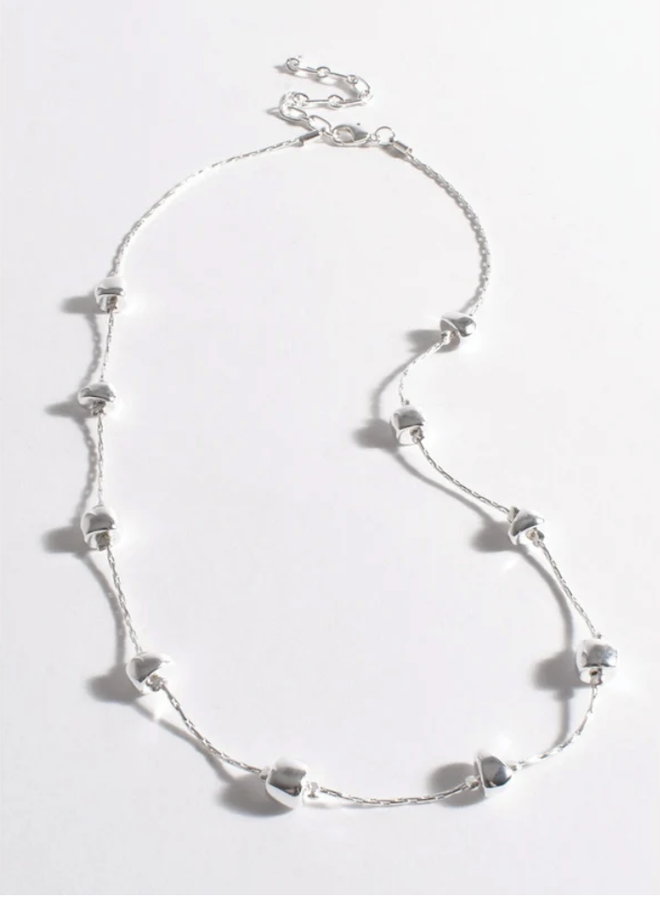 Silver necklace on a white background