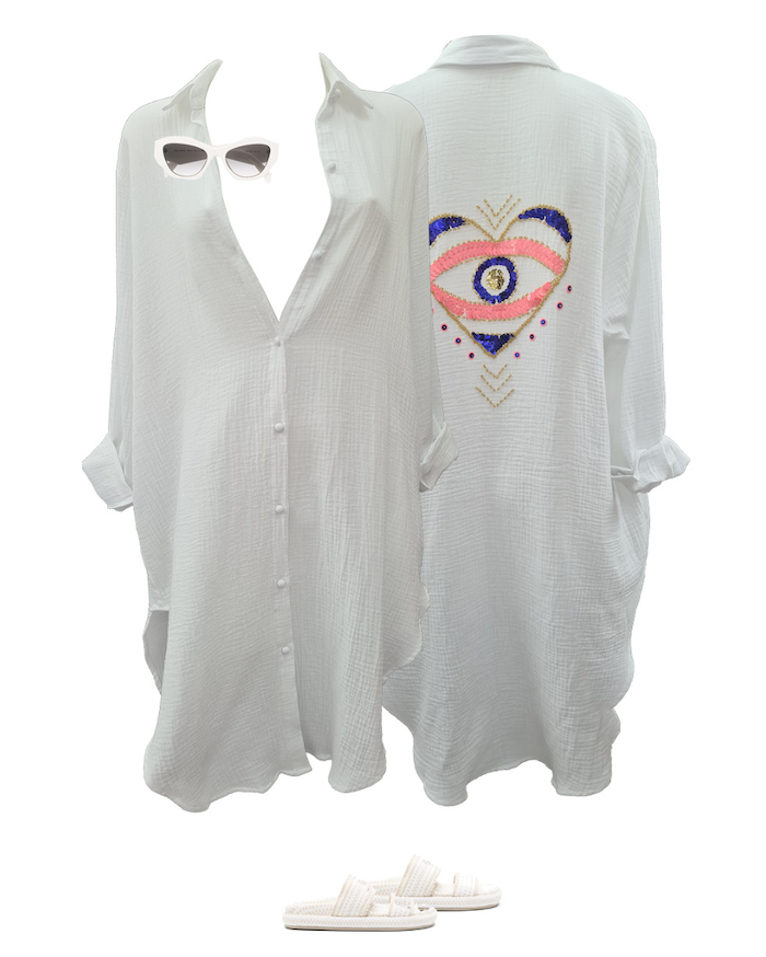 Beaded Eye Shirt Dress