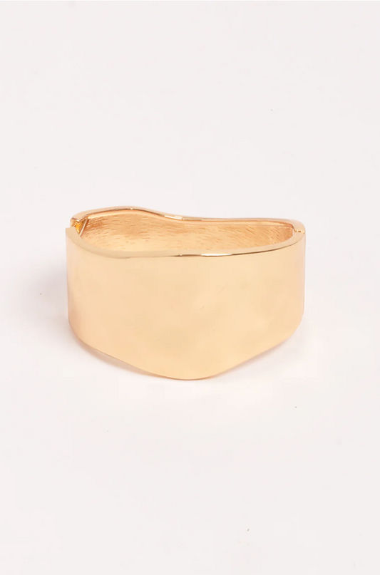 Textured Metal Hinged Bangle - Gold