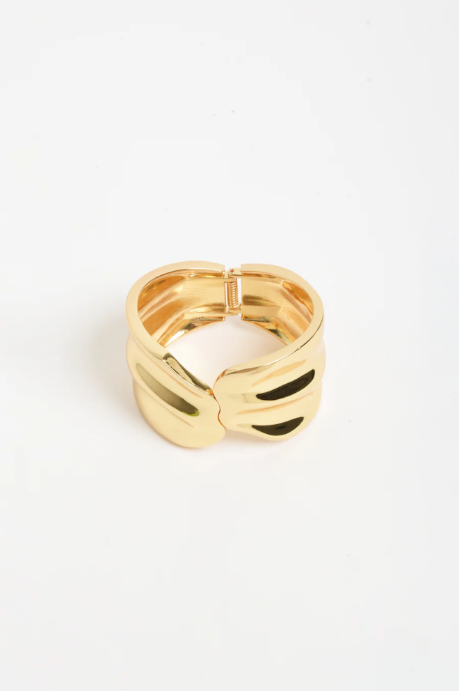Hinged Metal Statement Wave Bangle