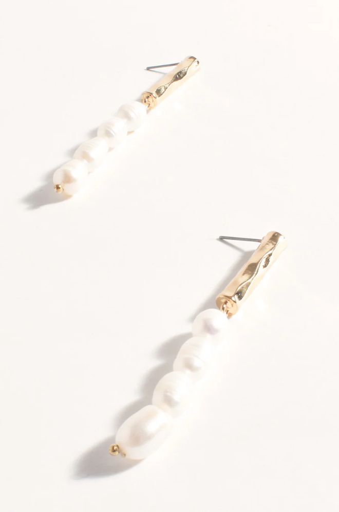Freshwater Pearl Drop Event Earrings - Gold