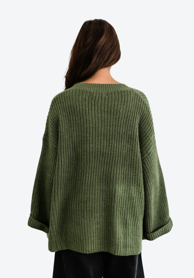 Casey Asymmetrical Cardi - Olive