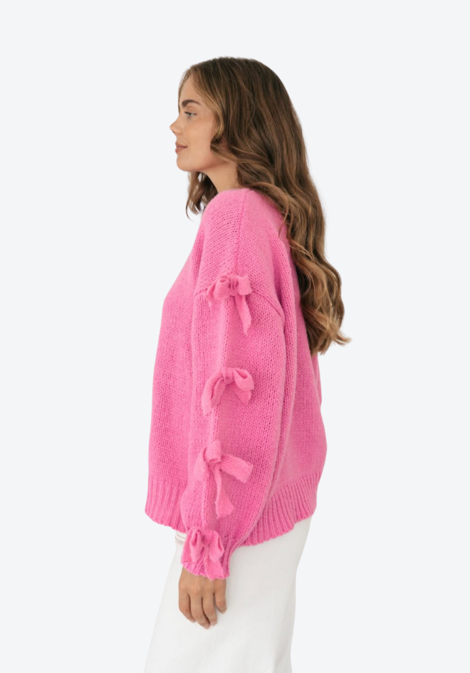 Little Bow Sleeve Knit - Pink
