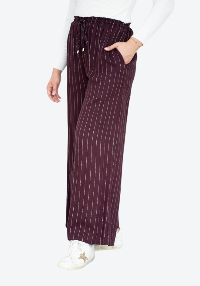 Detroit Stripe Pant - Burgundy