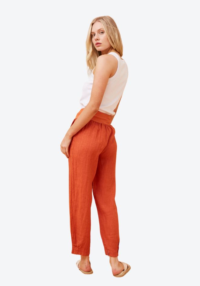 Sorrento Linen Pants - Rust