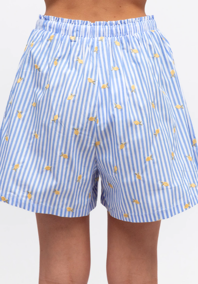 Striped Lemon Shorts - Blue