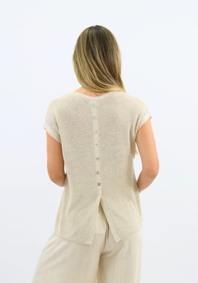Sunday Linen Knit Top - Natural