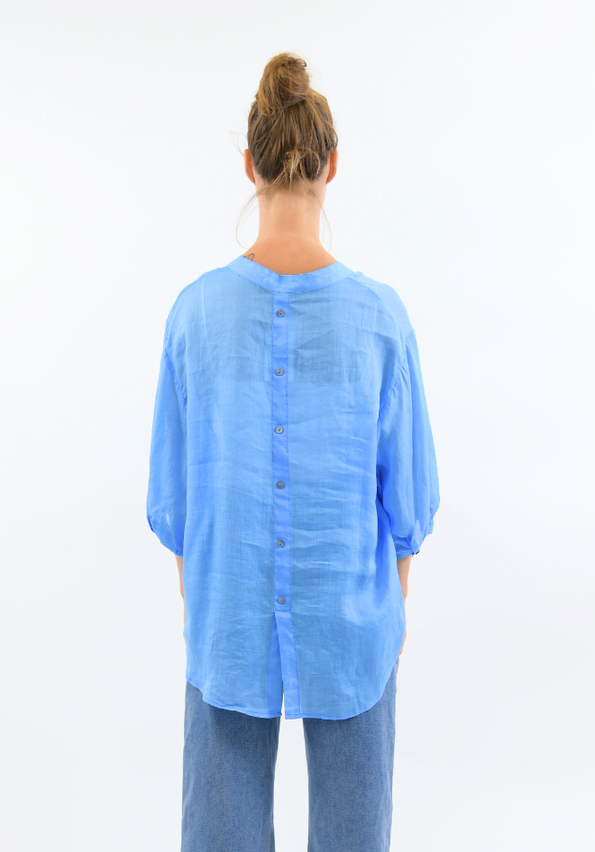 Aurora Linen Top - Sky Blue