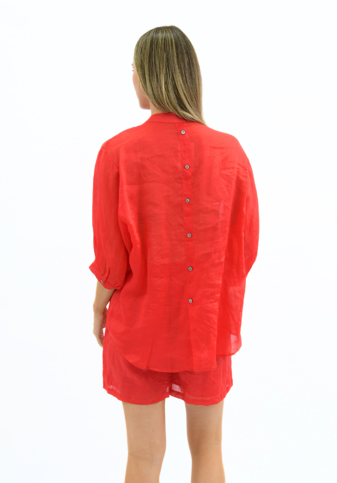 Aurora Linen Top - Red