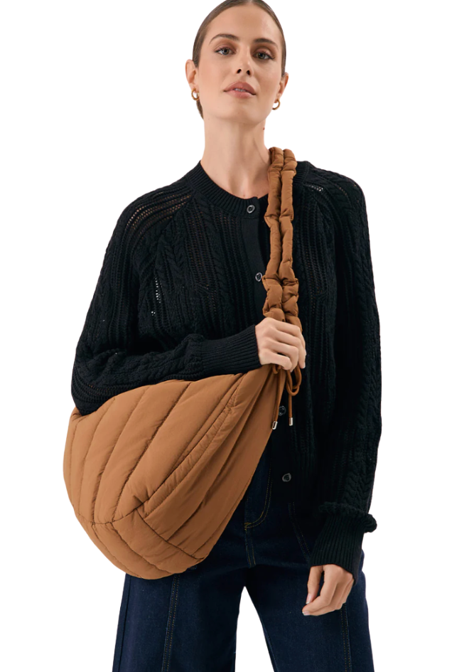 Quincy Quilted Nylon Tote - Cream