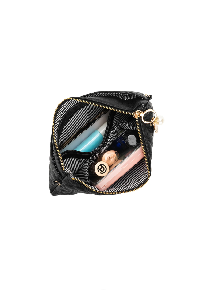 Odessa Quilted Crossbody Bag - Black