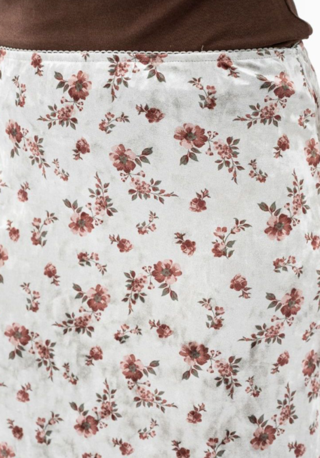 Velvet Floral Midi Skirt