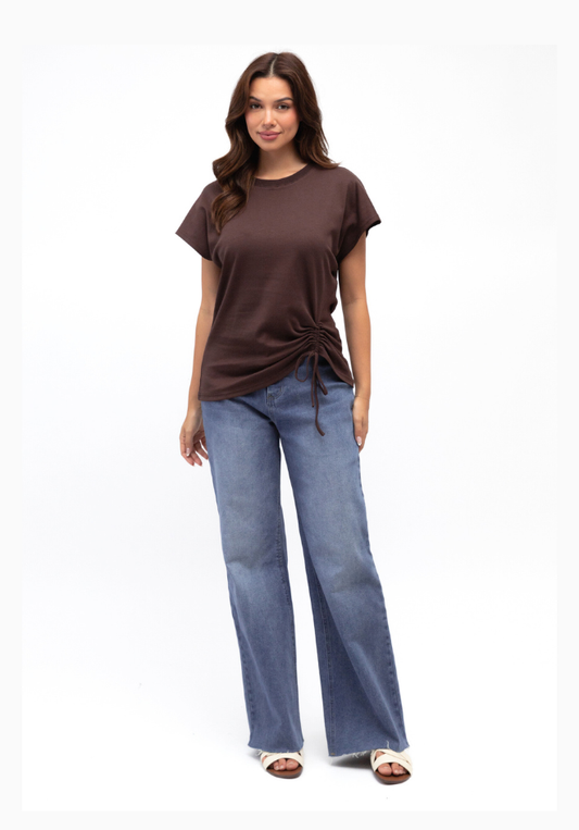 Mandy Drawstring Tee - Chocolate