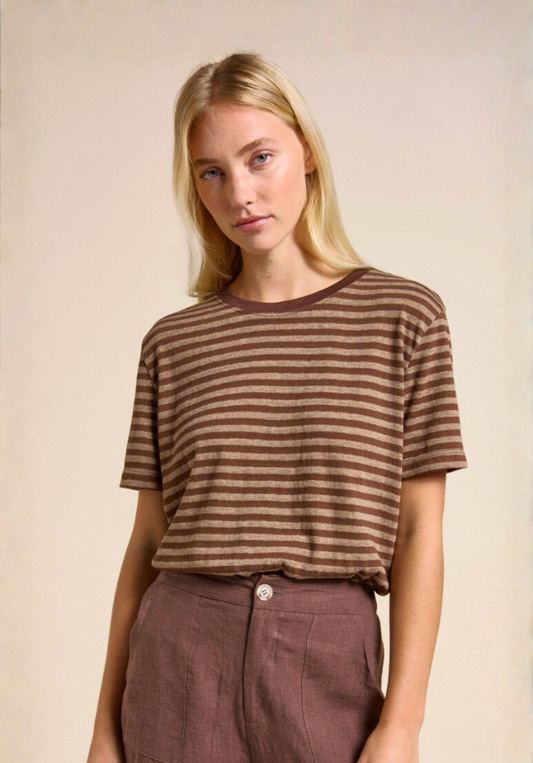 Lola Stripe Tee - Chocolate