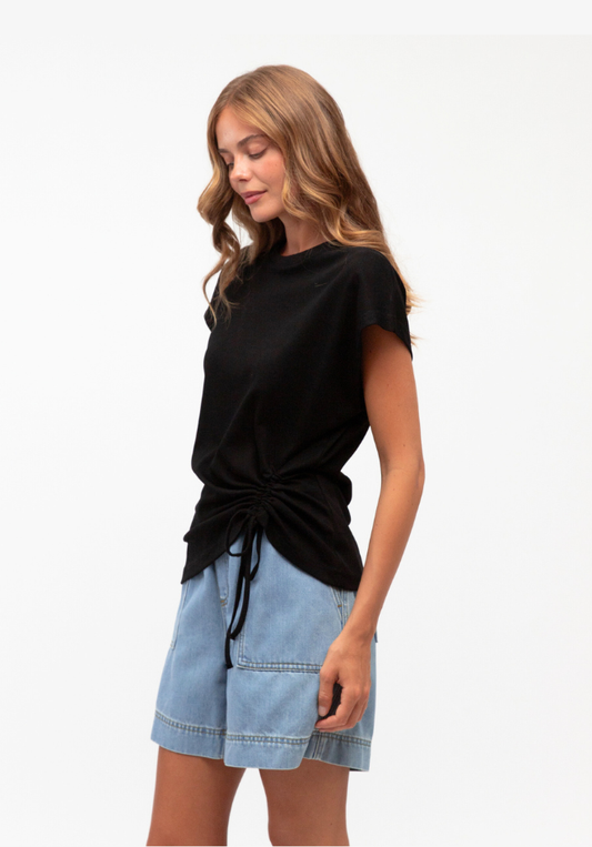 Mandy Drawstring Tee - Black