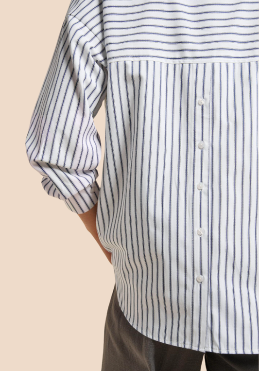 Button Back Shirt - Navy Stripe