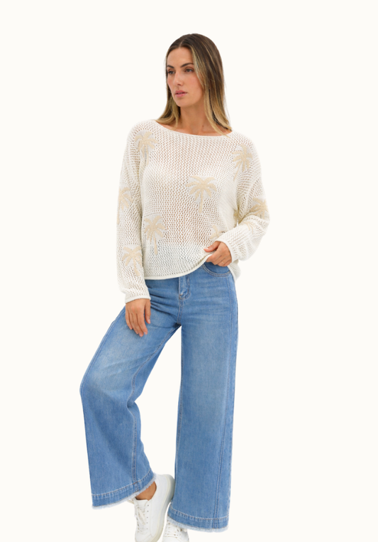 Sunset Shore Knit - White/ Beige