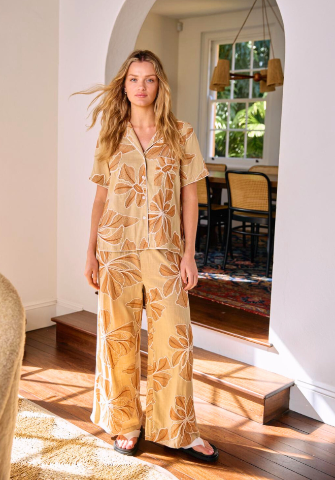 Floral Embroidered Pants