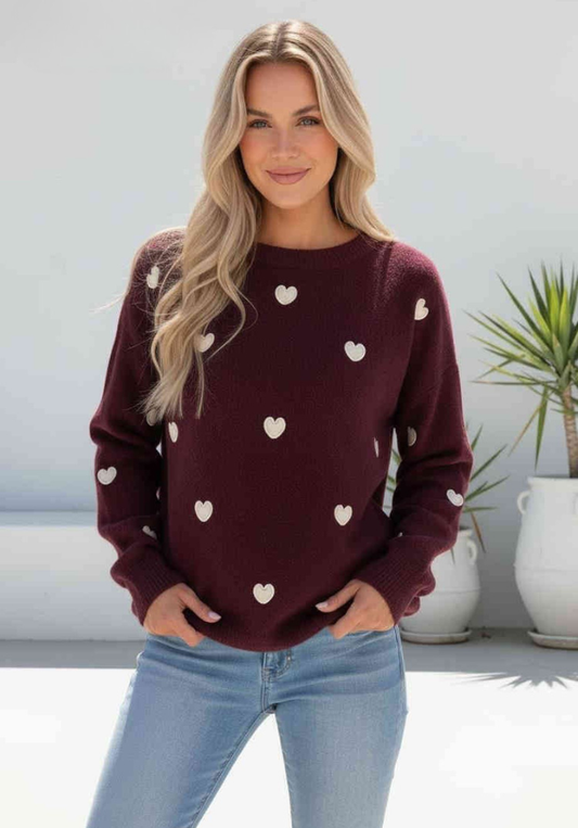 Lots To Love Jumper - Wine