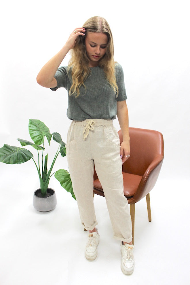Luxe Pants - Natural - Kat and Ko Clothing