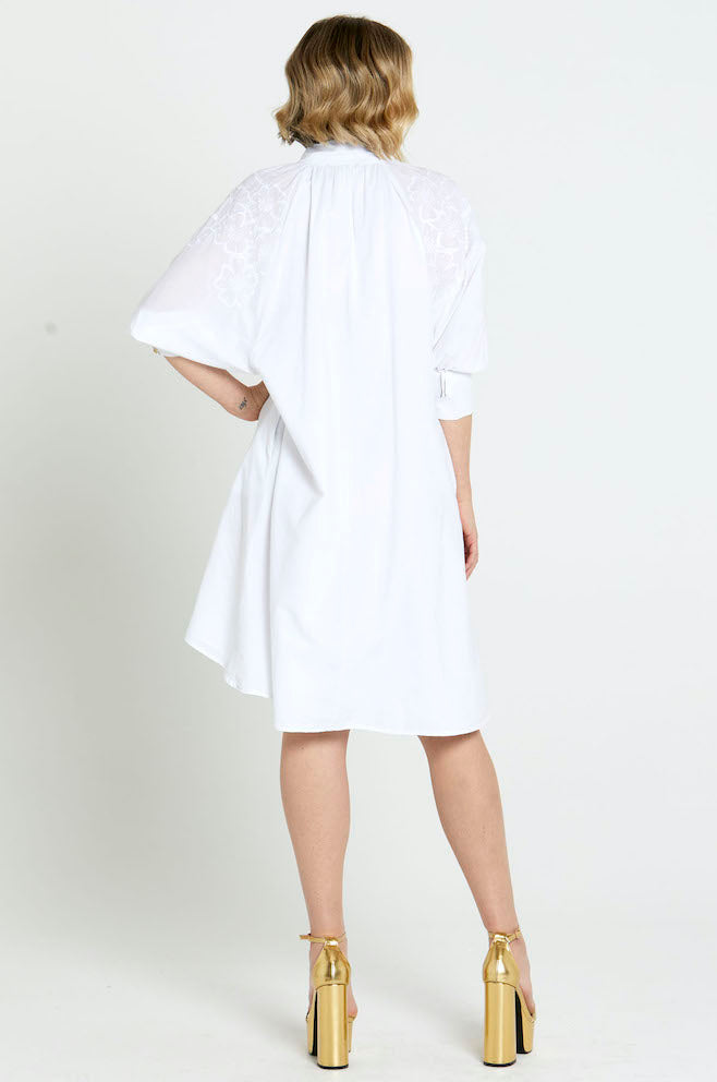 Dreams Embroidered Midi Dress - White - Kat and Ko Clothing