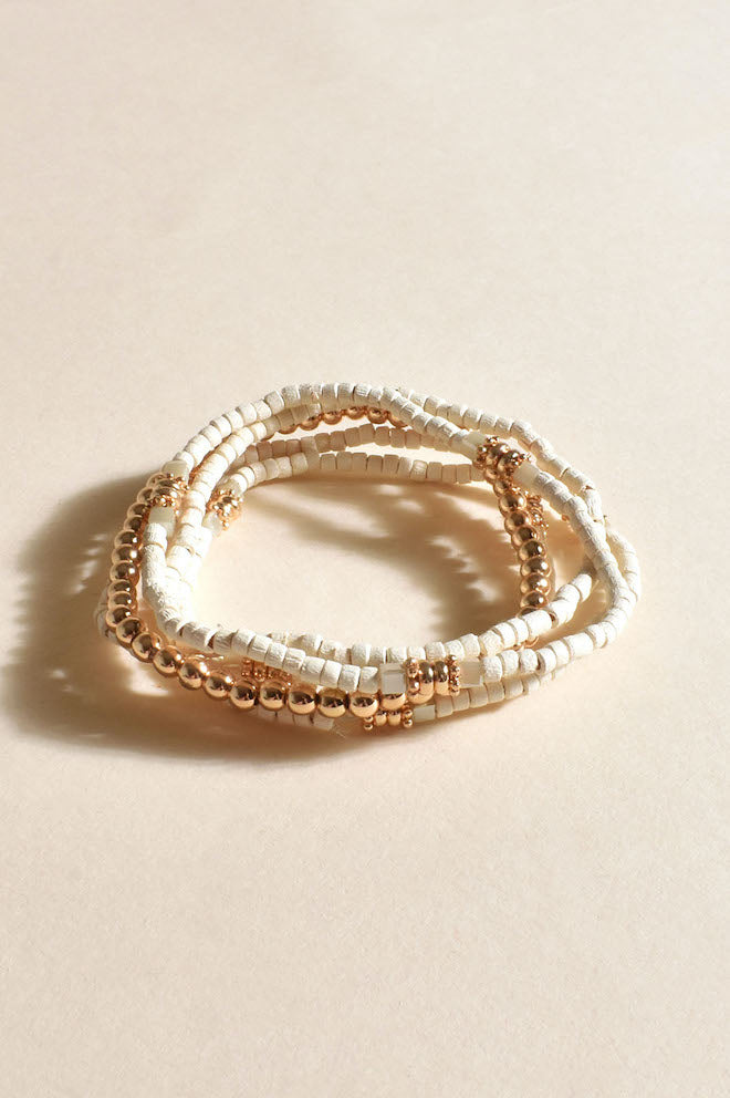 Lucinda Mixed Layered Bracelet Set - Natural - Kat and Ko Clothing