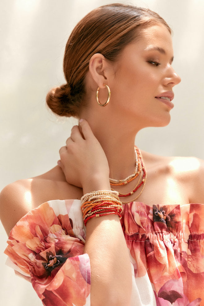 Lucinda Mixed Layered Bracelet Set - Natural - Kat and Ko Clothing