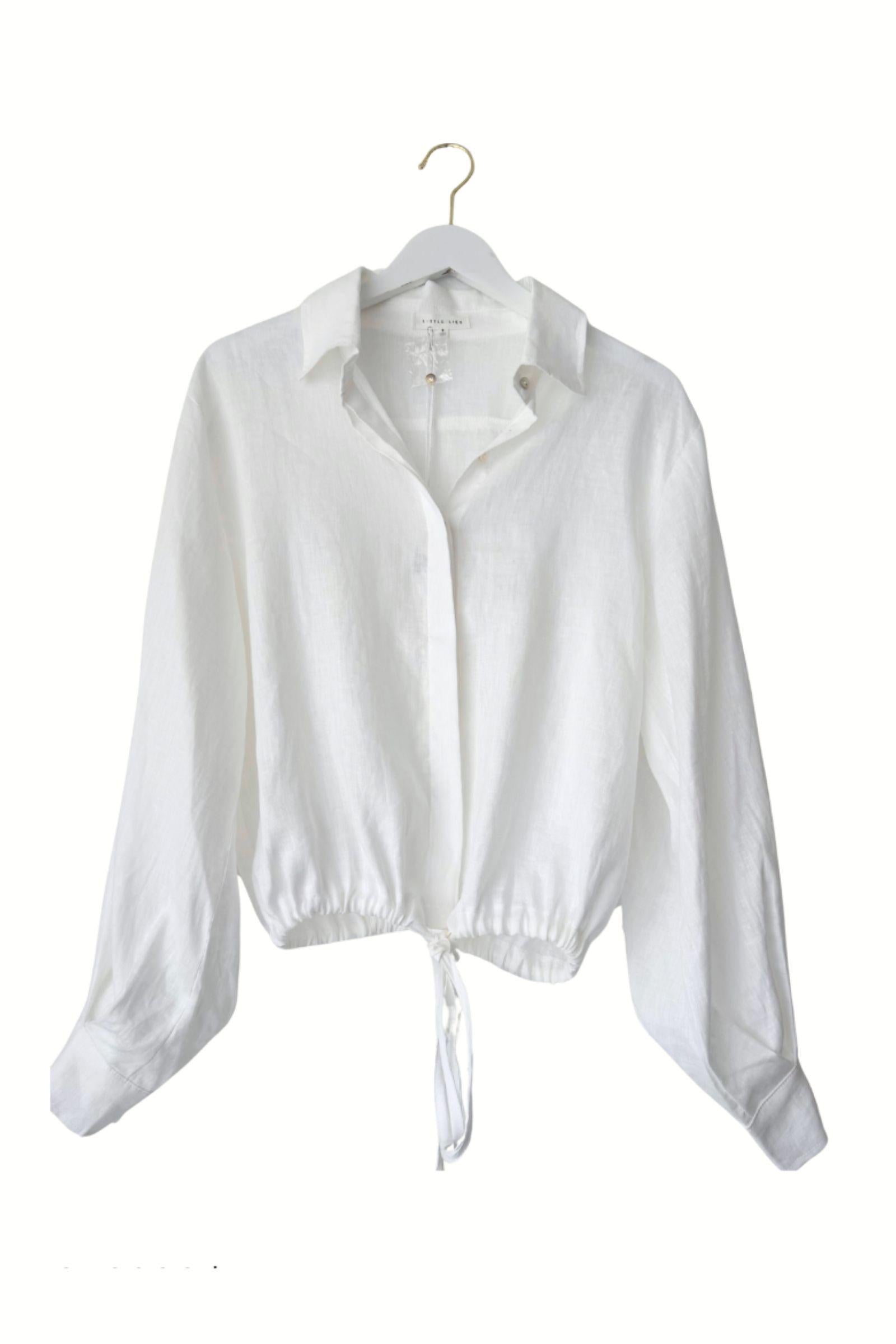 Bianca Tie Linen Shirt - White