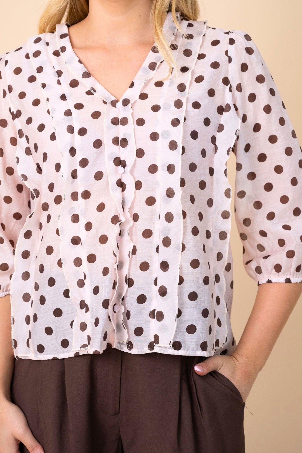 Penelope Blouse - Pink/Choc