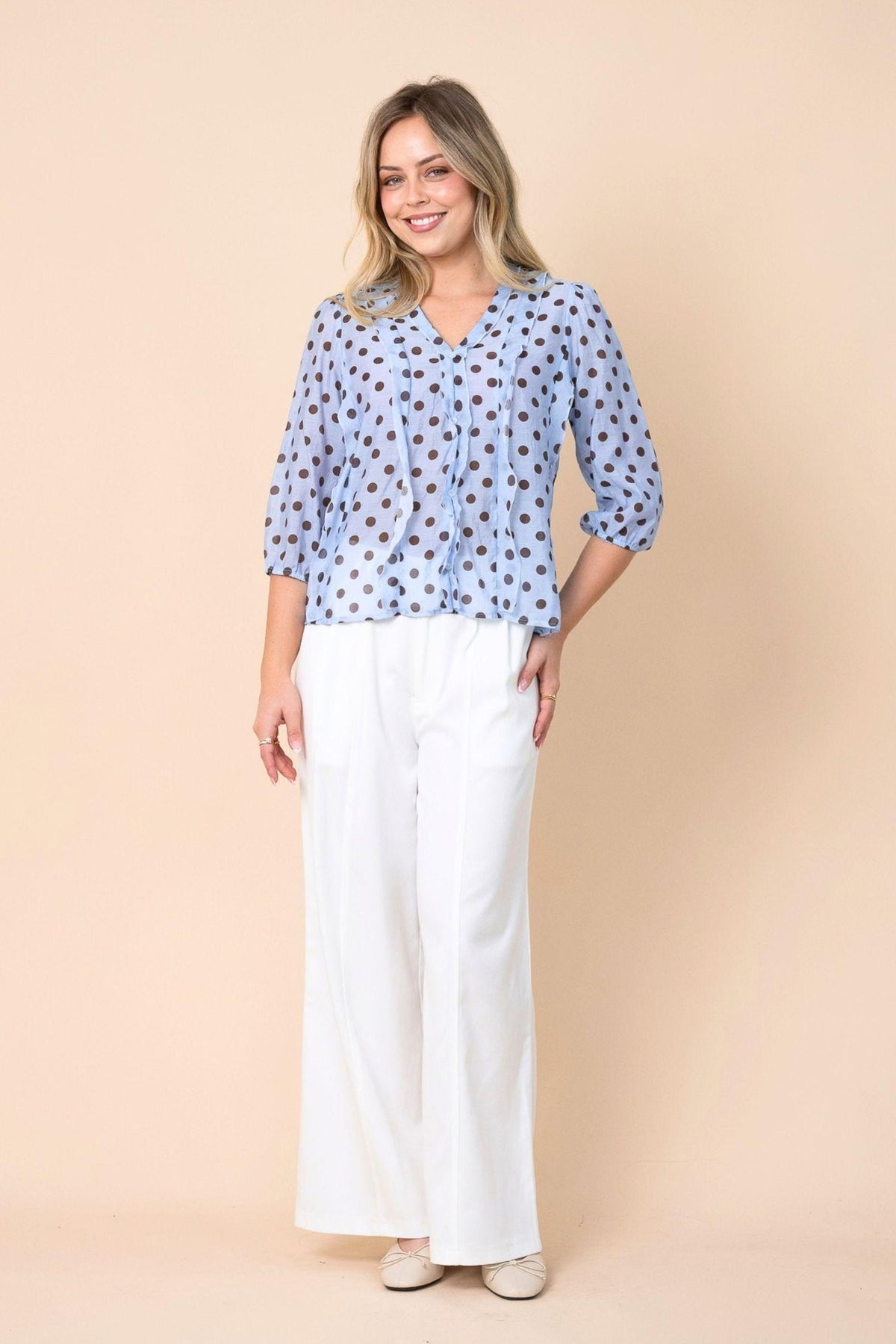 Penelope Blouse - Blue /Choc