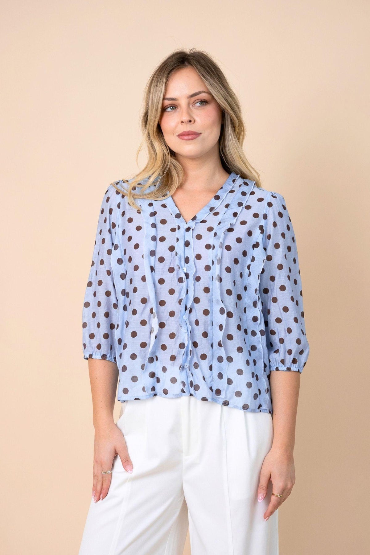 Penelope Blouse - Blue /Choc