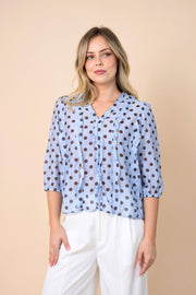 Penelope Blouse - Blue /Choc