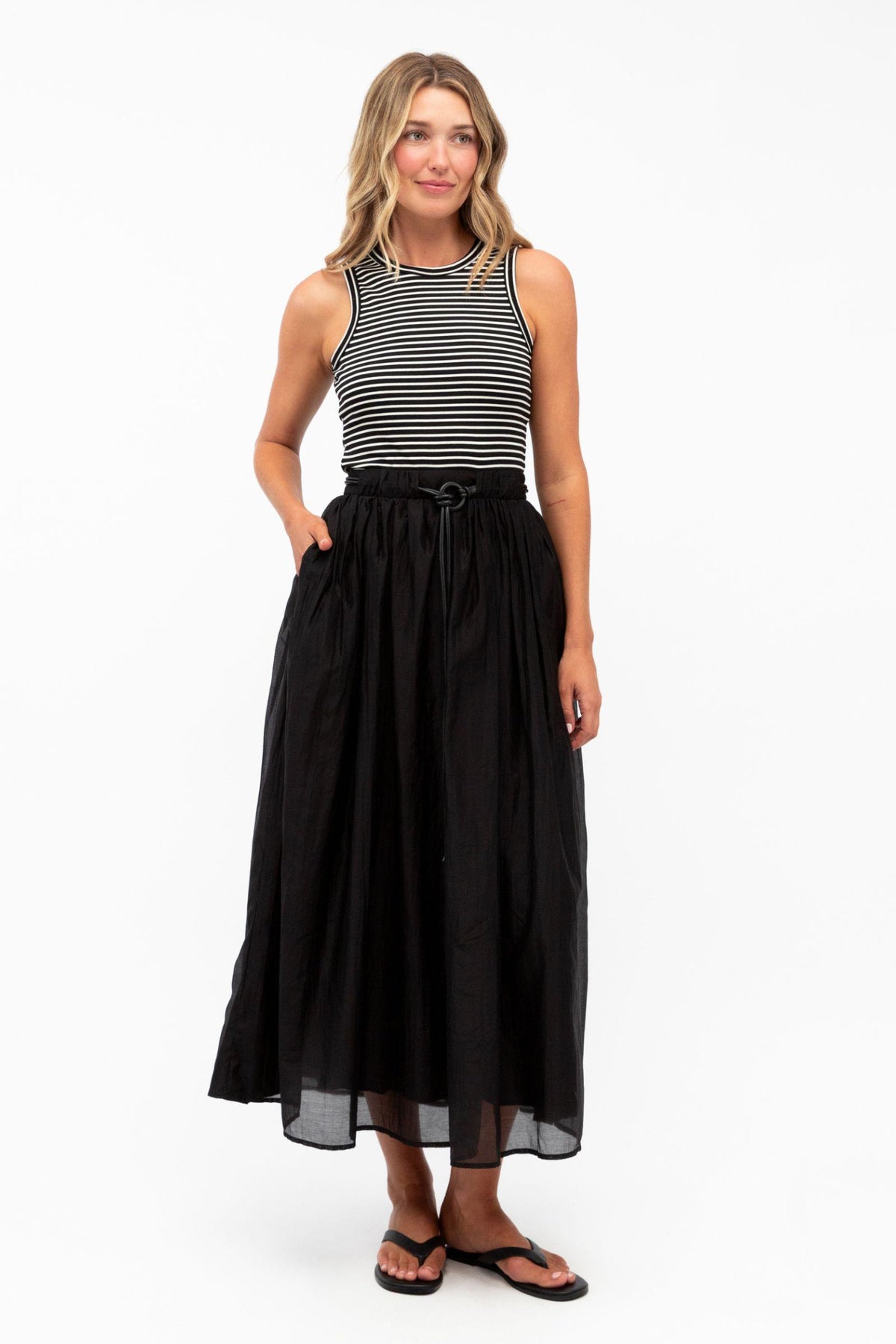 Lyla Dress - Black with Stripe