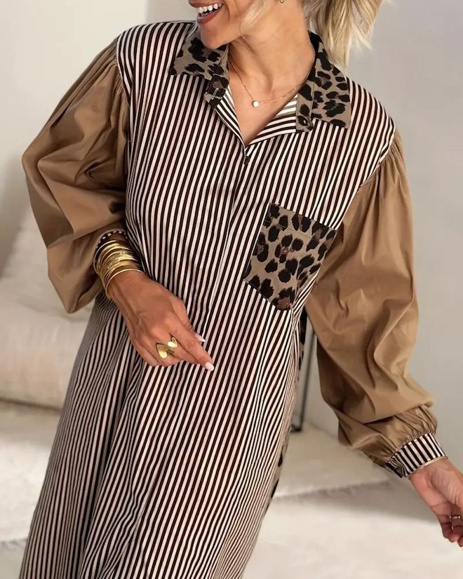 Sienna Leopard Stripe Shirt Dress