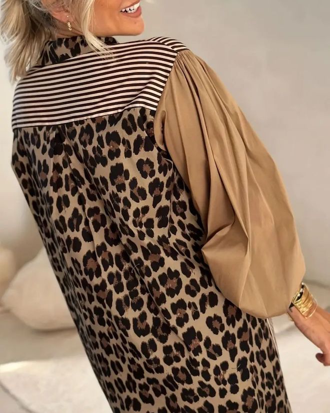 Sienna Leopard Stripe Shirt Dress
