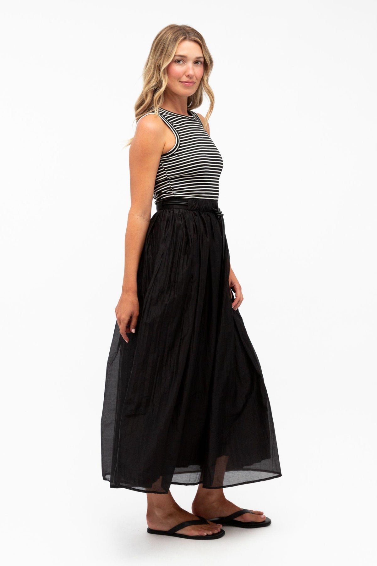 Lyla Dress - Black with Stripe